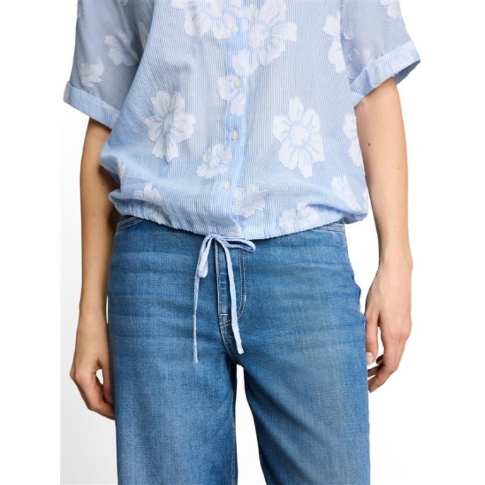 Tom Tailor dames blouse streep bloem Blauw Wit